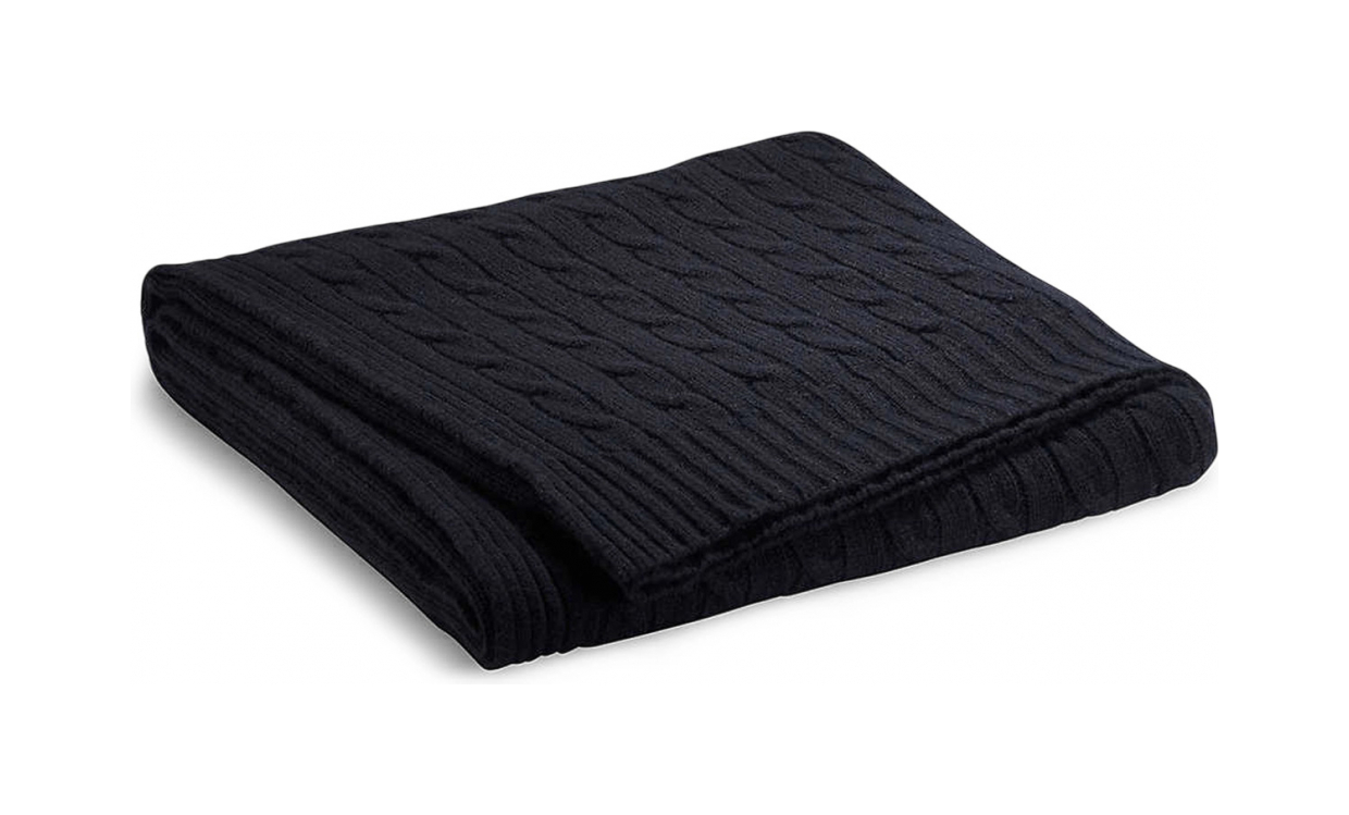 Кашемировый плед CABLE вязаный черный 152х152 Ralph Lauren Home 6501945282YR