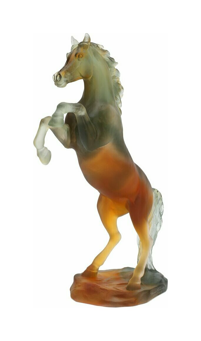 Скульптура Гарцующий конь 37 см хрусталь янтарно-серый – 2