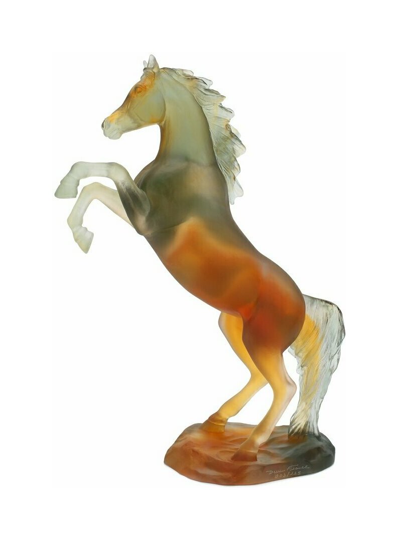 Скульптура Гарцующий конь 37 см хрусталь янтарно-серый Daum 05585-2
