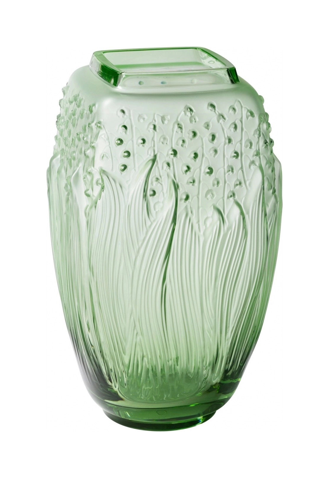 Ваза для цветов Lalique Muguet 29 см зелёная, хрусталь
