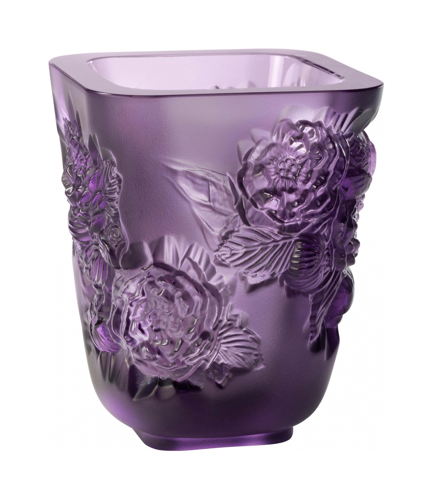 Ваза Lalique Pivoines 14 см фиолетовая, хрусталь