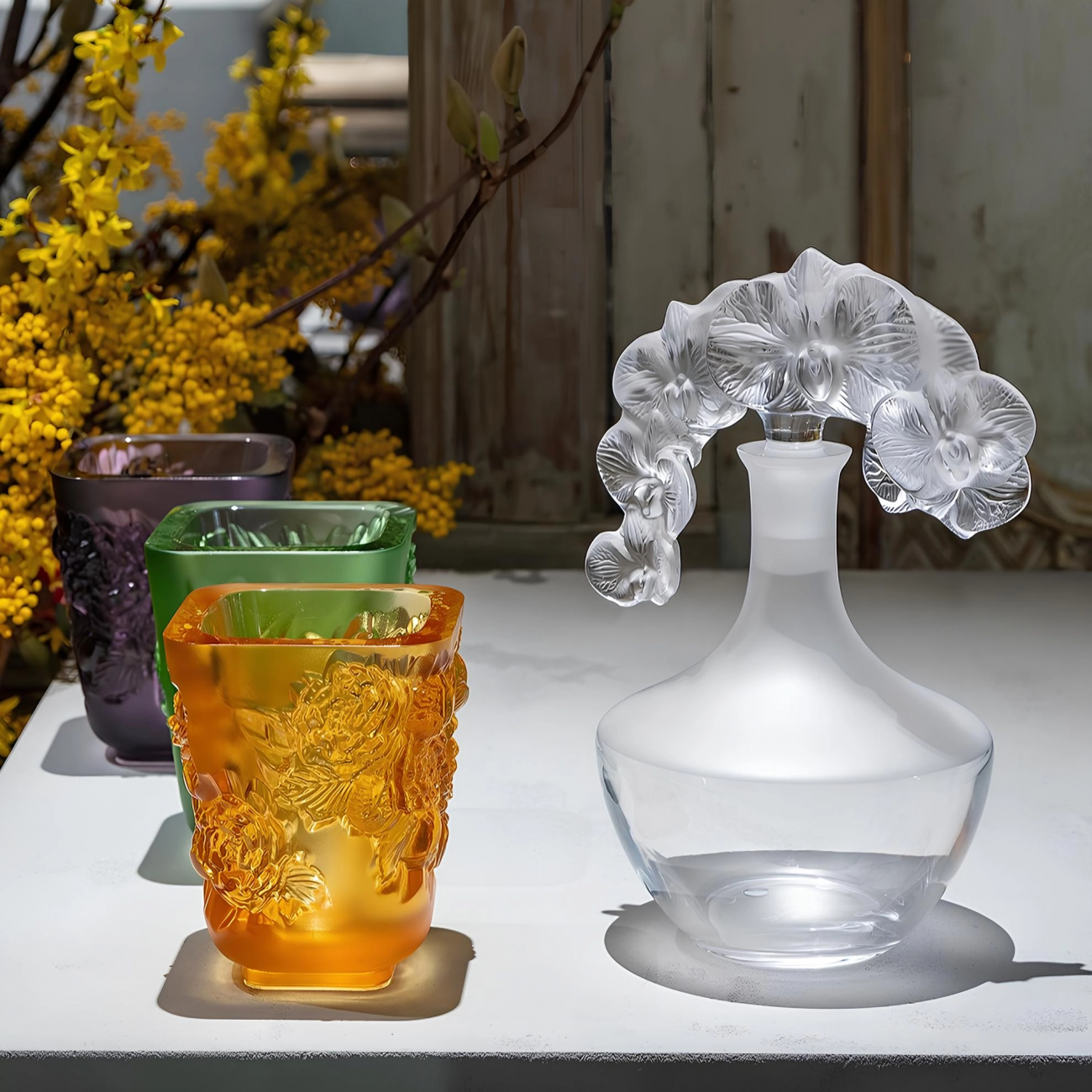 Ваза Pivoines 14 см фиолетовая, хрусталь Lalique 10708600