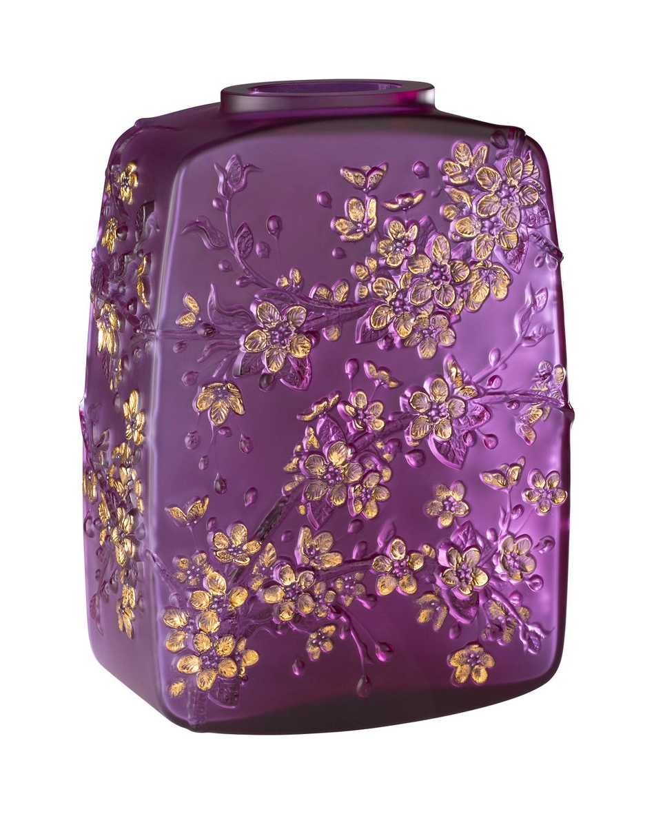 Ваза Fleurs De Cerisier 40 см фуксия, хрусталь с позолотой