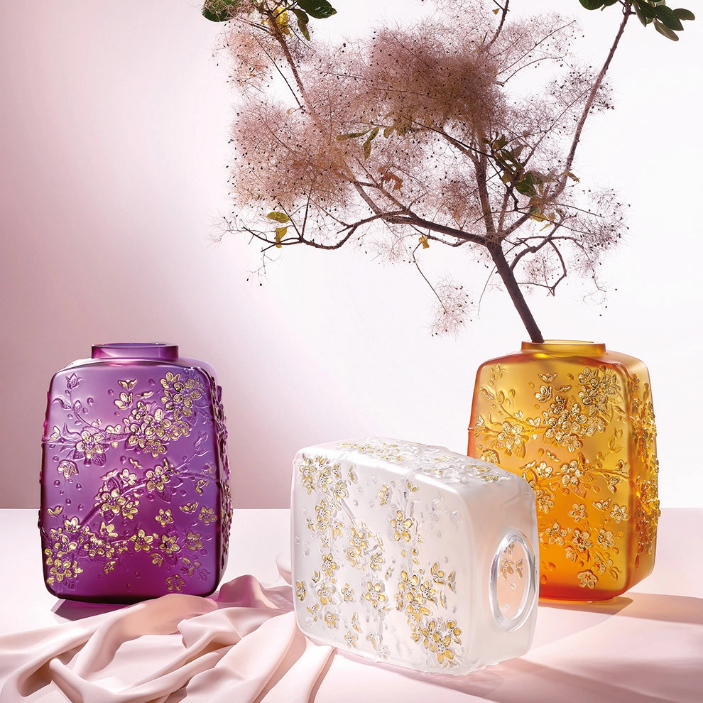 Ваза Fleurs De Cerisier 40 см фуксия, хрусталь с позолотой – 2