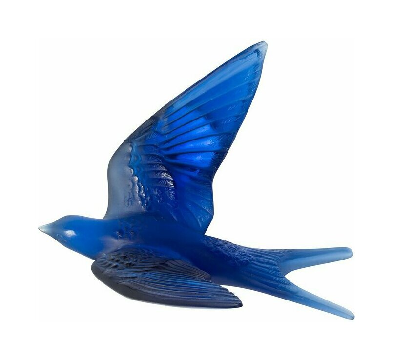 Статуэтка Lalique Hirondelles Ласточка с поднятыми крыльями синяя, хрусталь