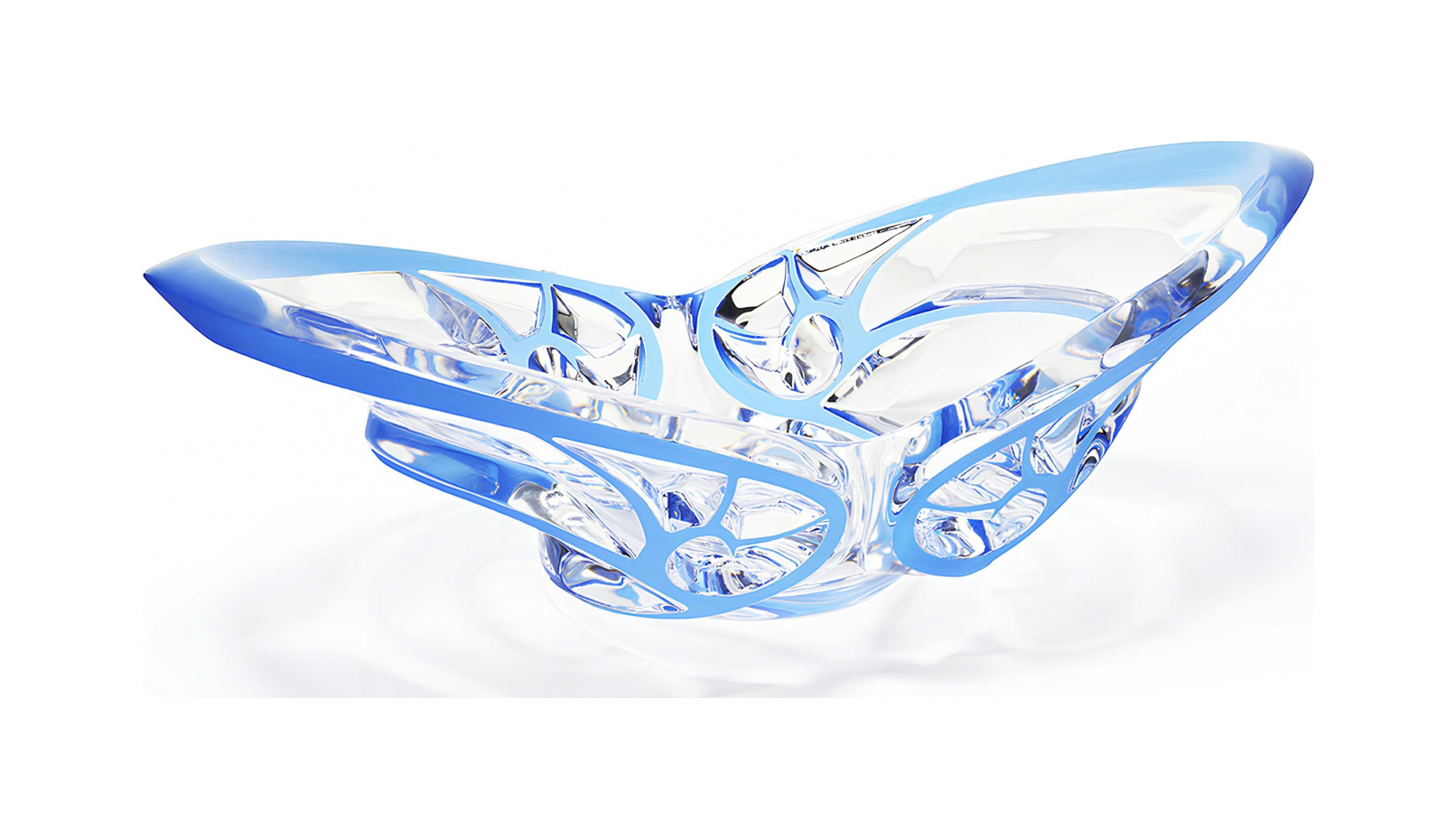 Ваза для фруктов Tourbillons прозрачная с голубой эмалью, хрусталь
