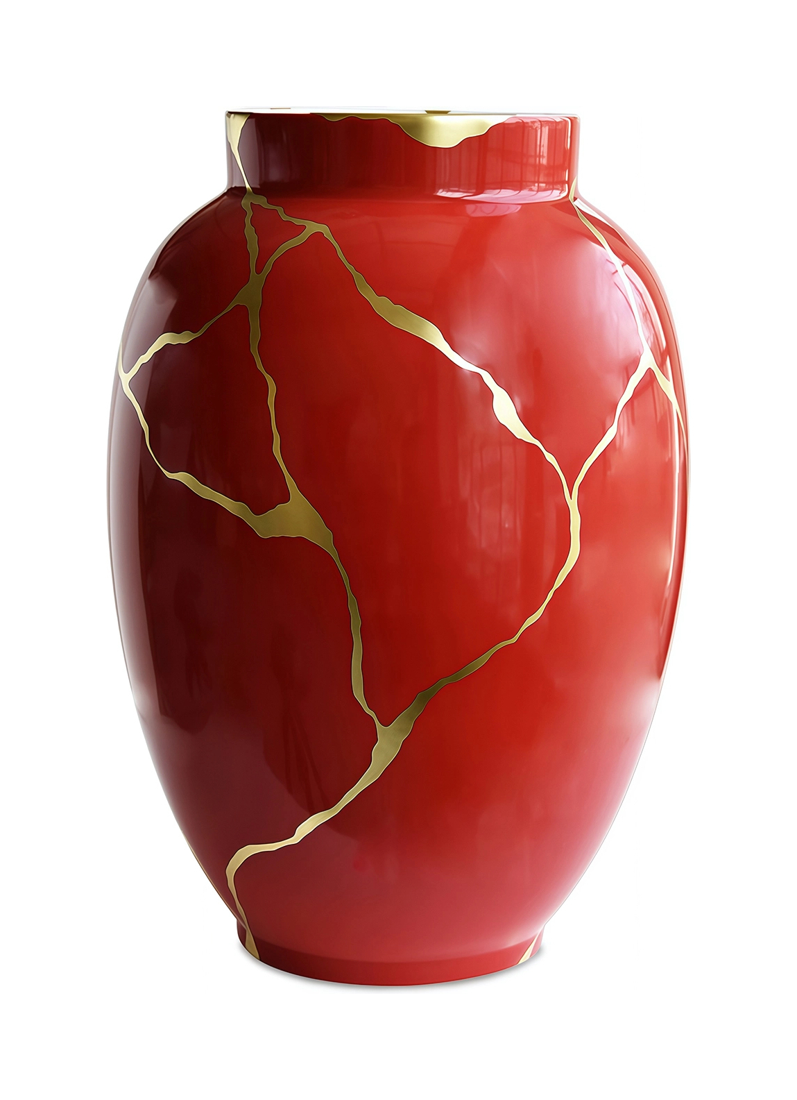 Ваза для цветов Bernardaud KINTSUGI 57 см фарфор красная с золотом