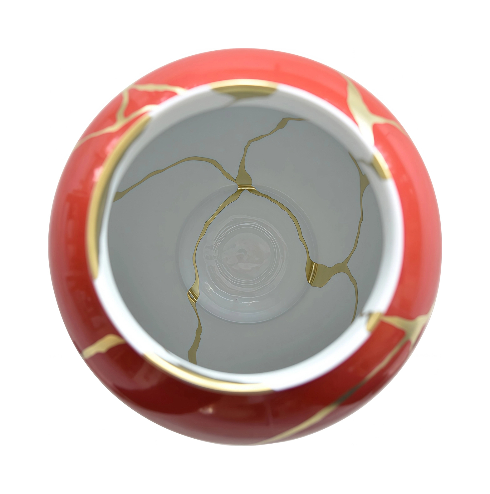 Ваза для цветов KINTSUGI 57 см фарфор красная с золотом Bernardaud 1834/22986