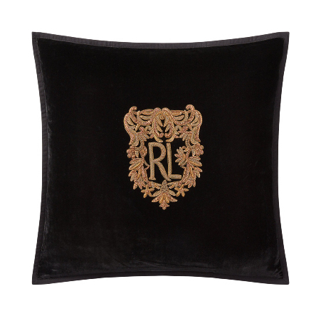 Декоративная подушка GLENSHIRE 50х50 черная с золотой вышивкой