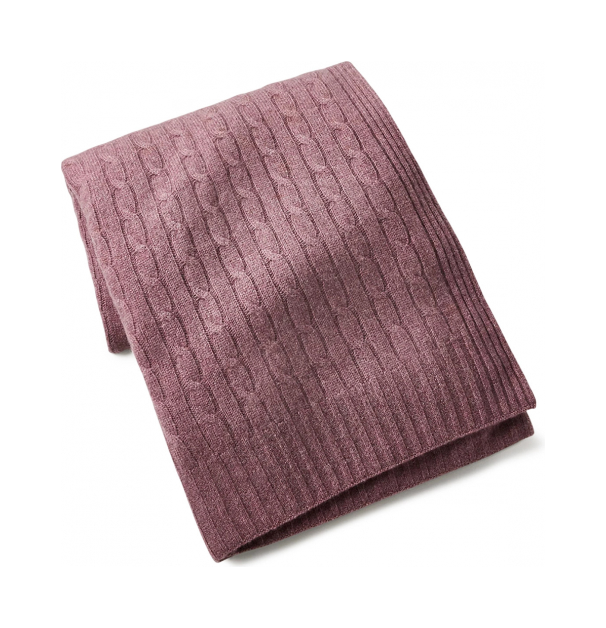 Кашемировый плед CABLE вязаный розовый 152х152