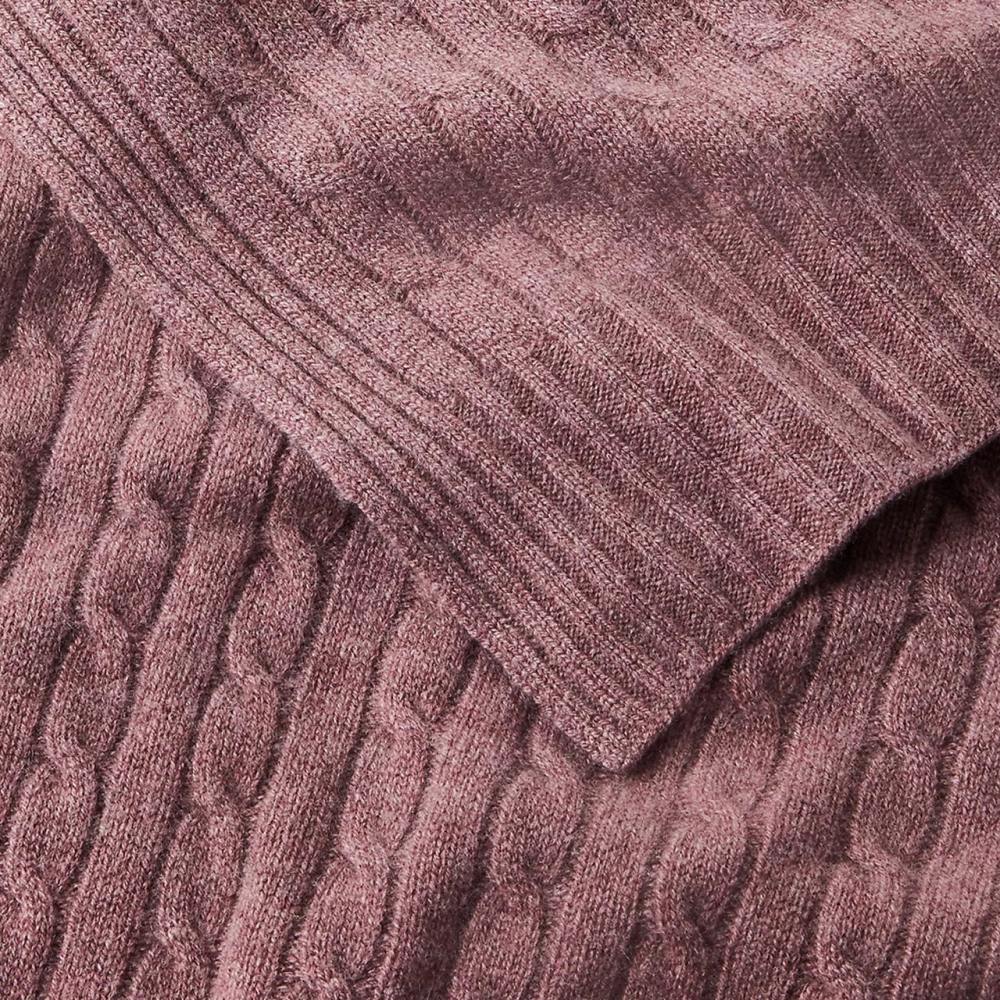 Кашемировый плед CABLE вязаный розовый 152х152 – 2