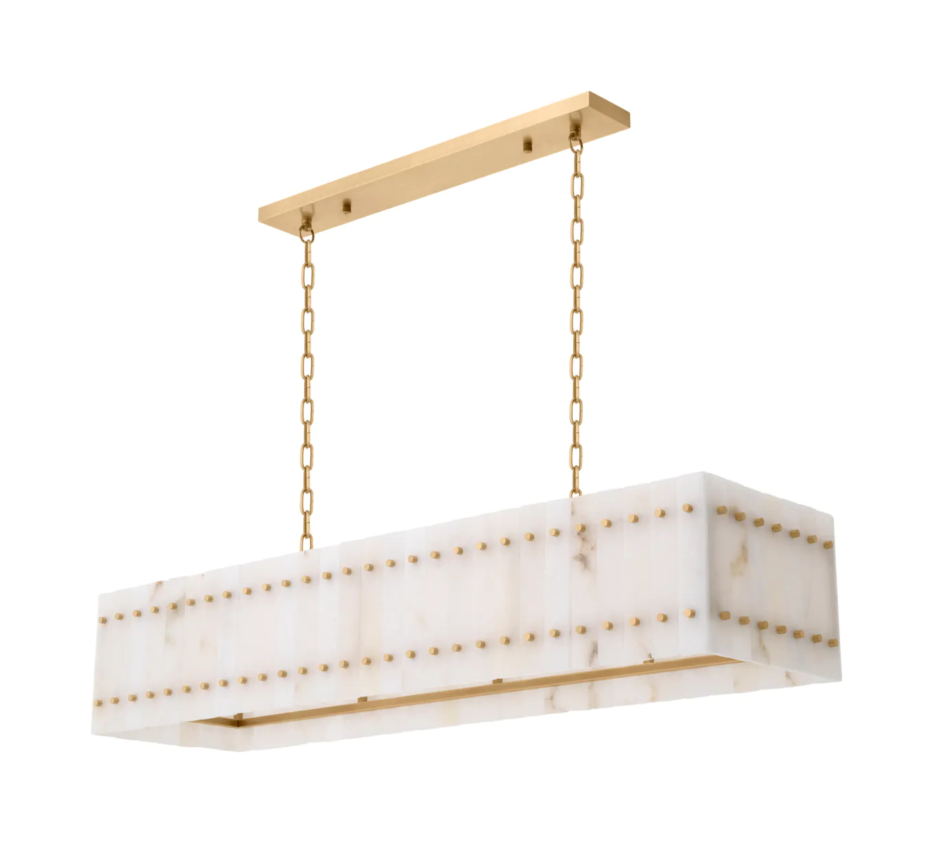 Люстра RUBY 140.5х39 см прямоугольная, алебастр античная латунь – 2