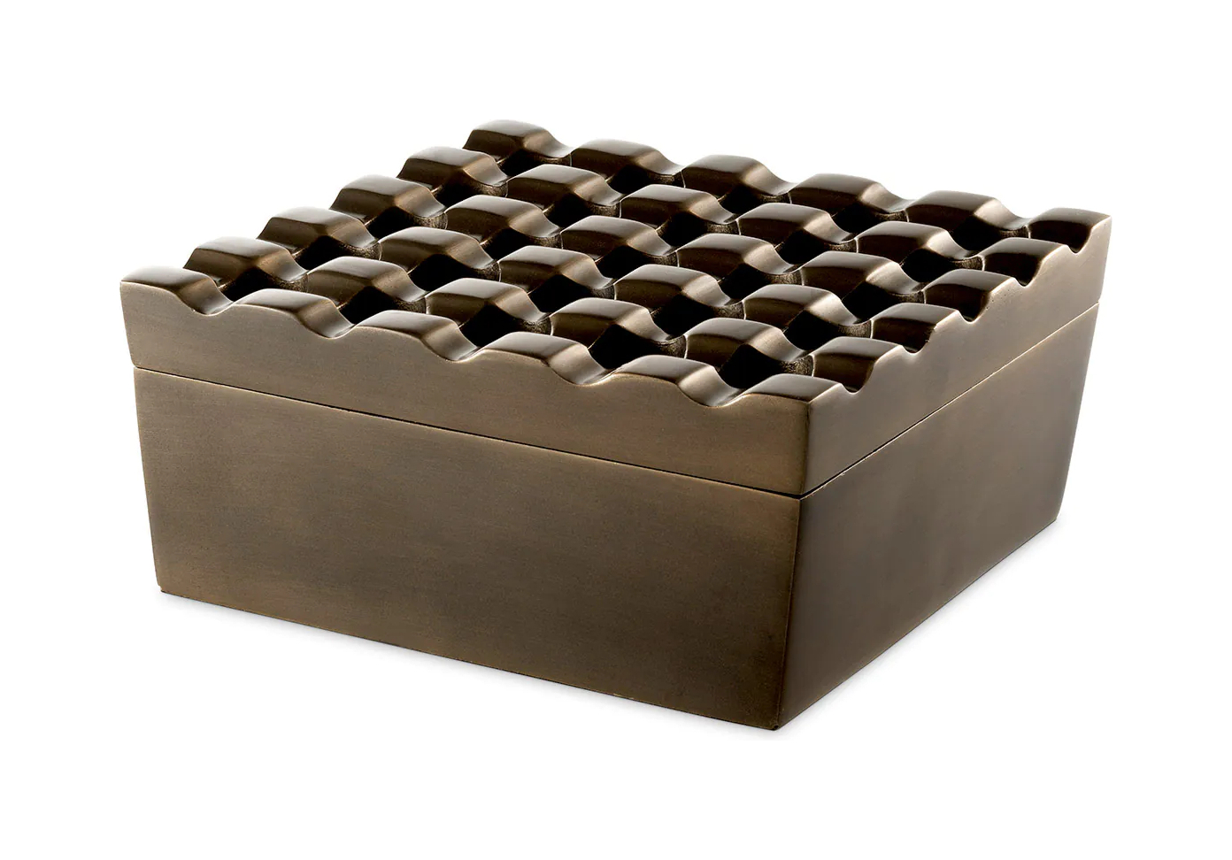 Пепельница DELUXE 20х20 см квадратная, тёмная старинная латунь