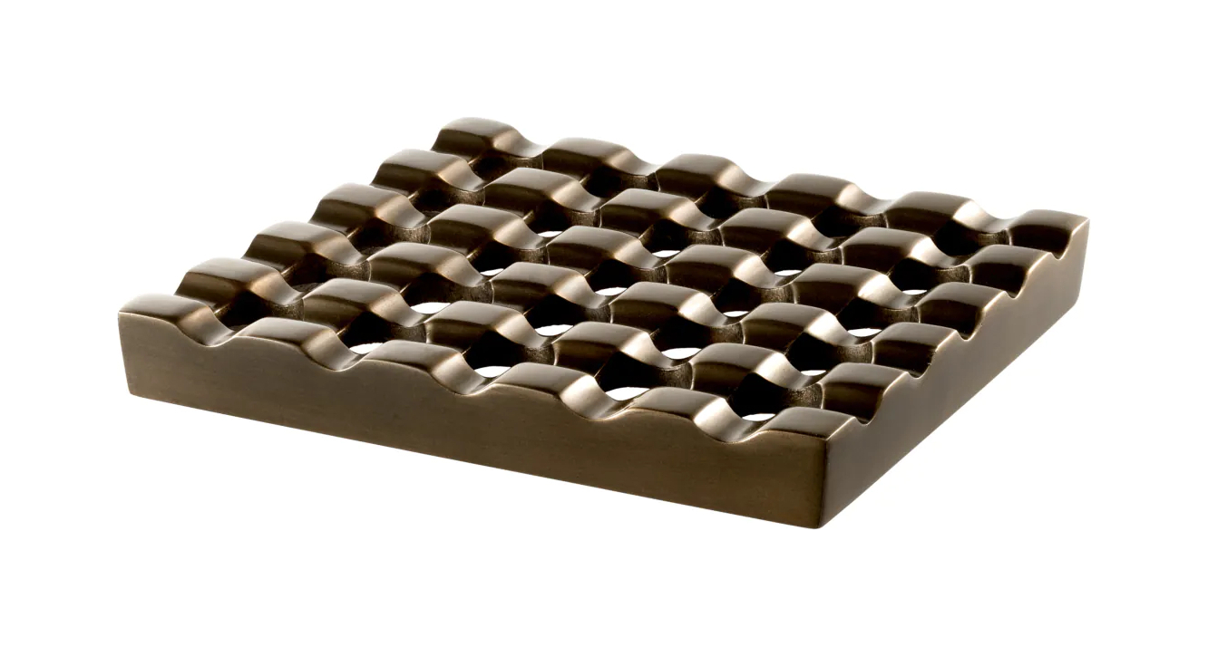 Пепельница DELUXE 20х20 см квадратная, тёмная старинная латунь Eichholtz 111073