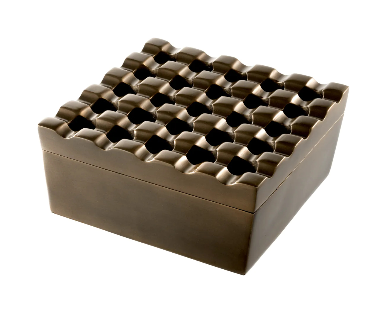 Пепельница DELUXE 20х20 см квадратная, тёмная старинная латунь Eichholtz 111073