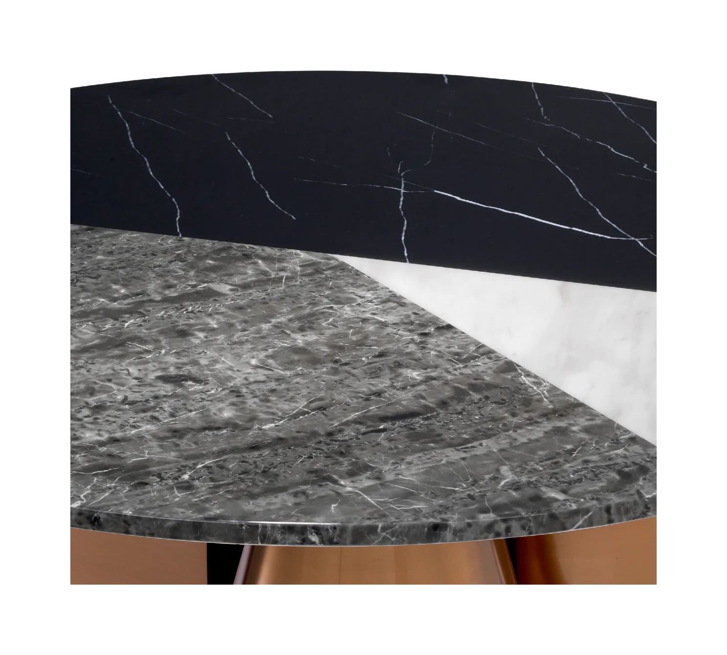 Журнальный столик TRICOLORI 120 см круглый, матовая медь искусственный мрамор Eichholtz 113808