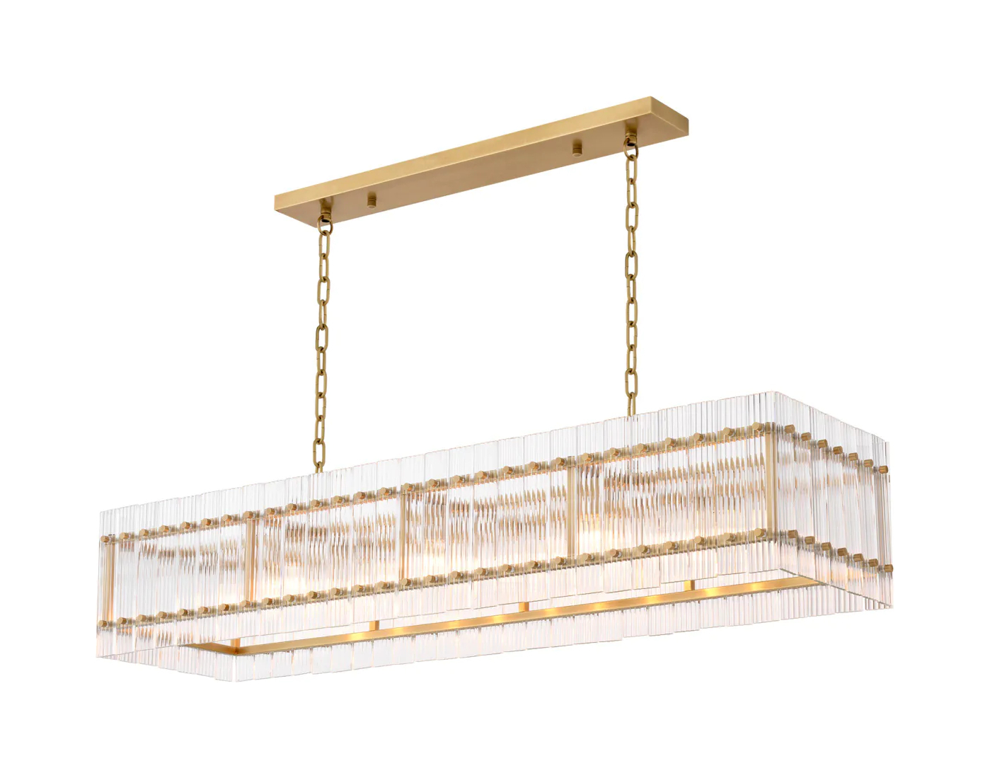 Люстра Eichholtz RUBY 140.5х39 см прямоугольная, прозрачное стекло античная латунь