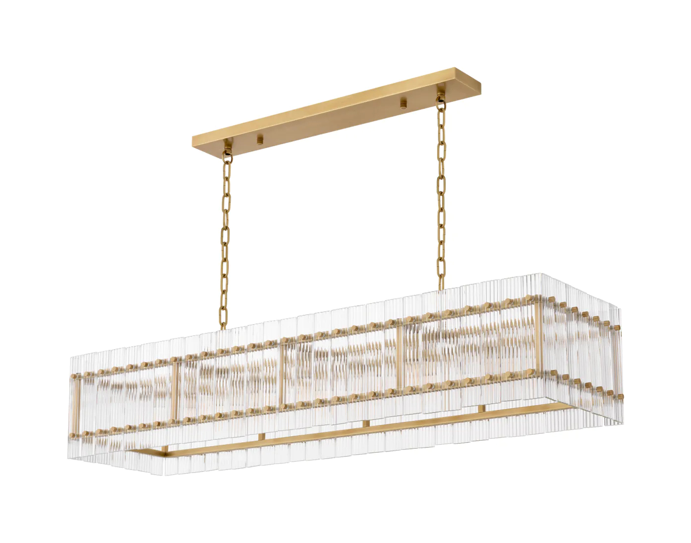 Люстра RUBY 140.5х39 см прямоугольная, прозрачное стекло античная латунь – 2