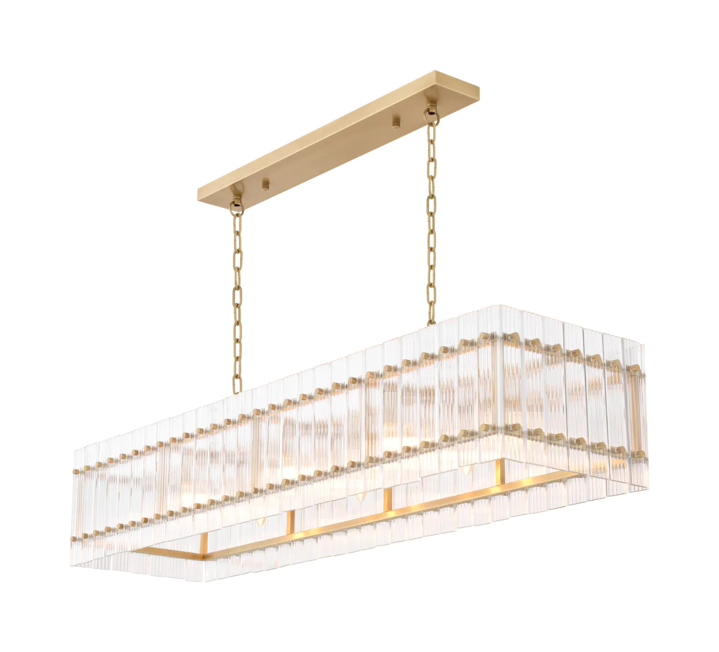 Люстра RUBY 140.5х39 см прямоугольная, прозрачное стекло античная латунь Eichholtz 114386
