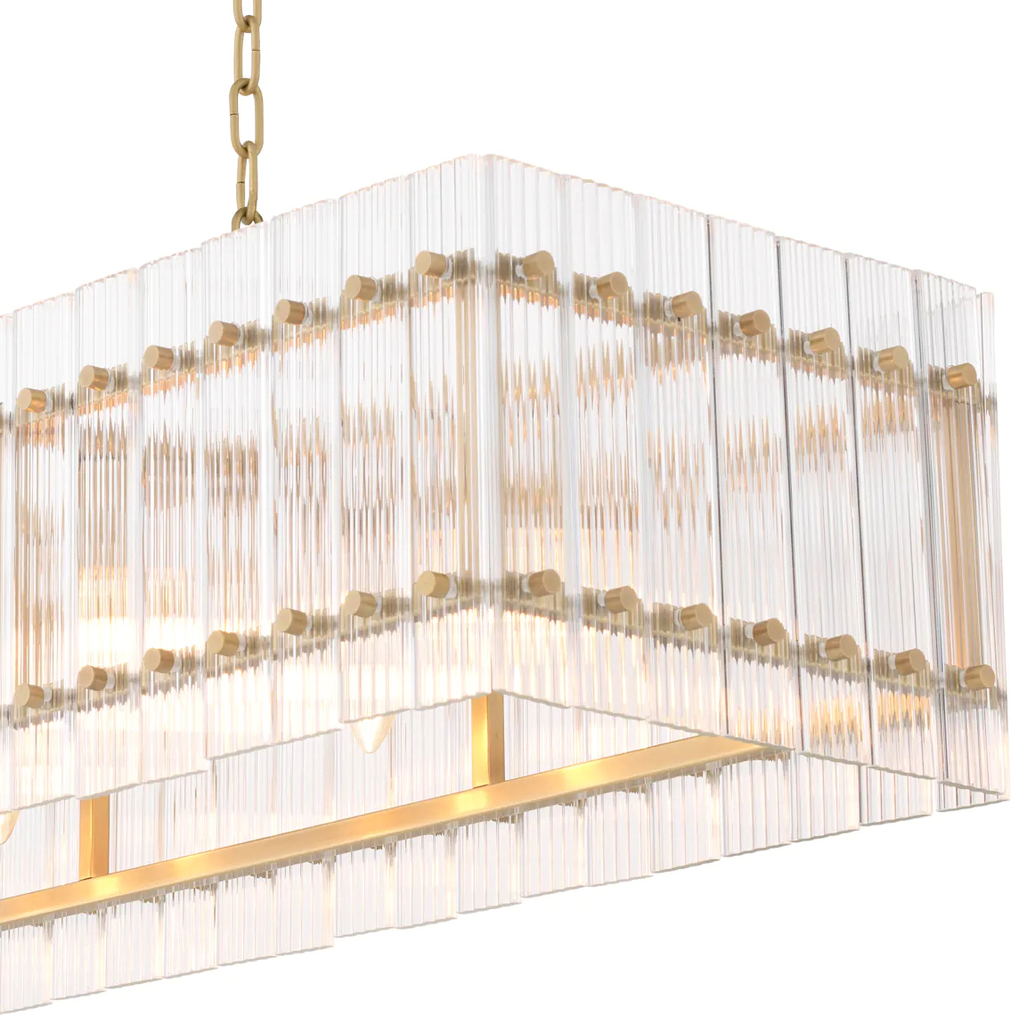 Люстра RUBY 140.5х39 см прямоугольная, прозрачное стекло античная латунь Eichholtz 114386