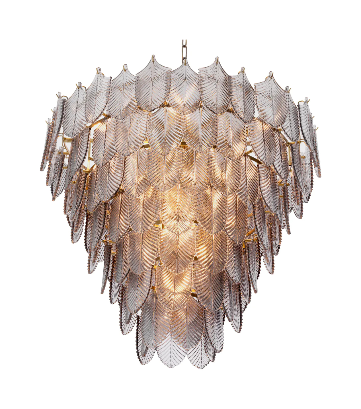 Люстра CHANDELIER VERBIER L 82 см круглая, дымчатое стекло светлая матовая латунь – 2