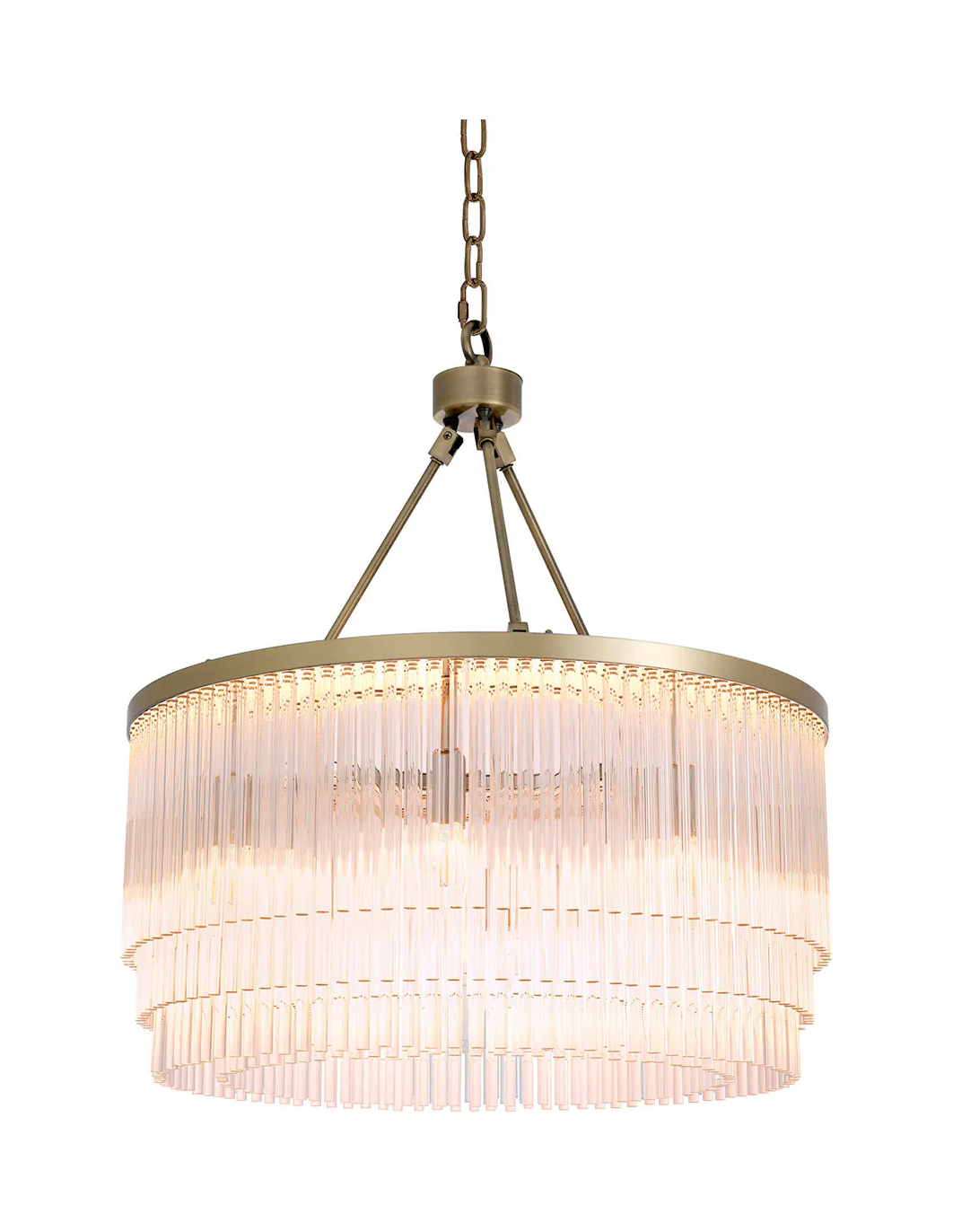 Подвесная люстра HECTOR S 60 см круглая, светлая матовая латунь прозрачное стекло