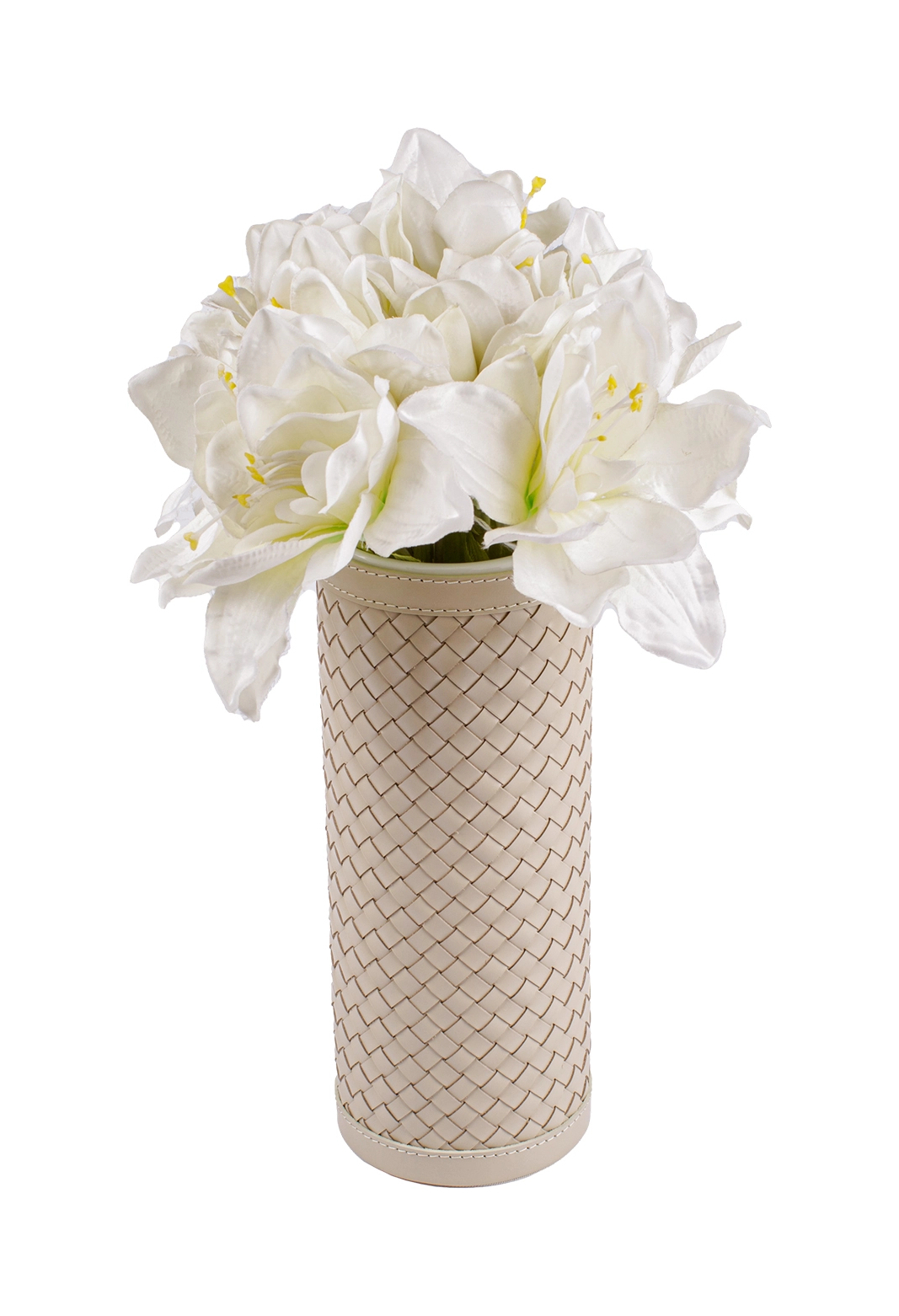 Ваза ESTER 26 см кожа слоновая кость RIVIERE V2-INTRV06