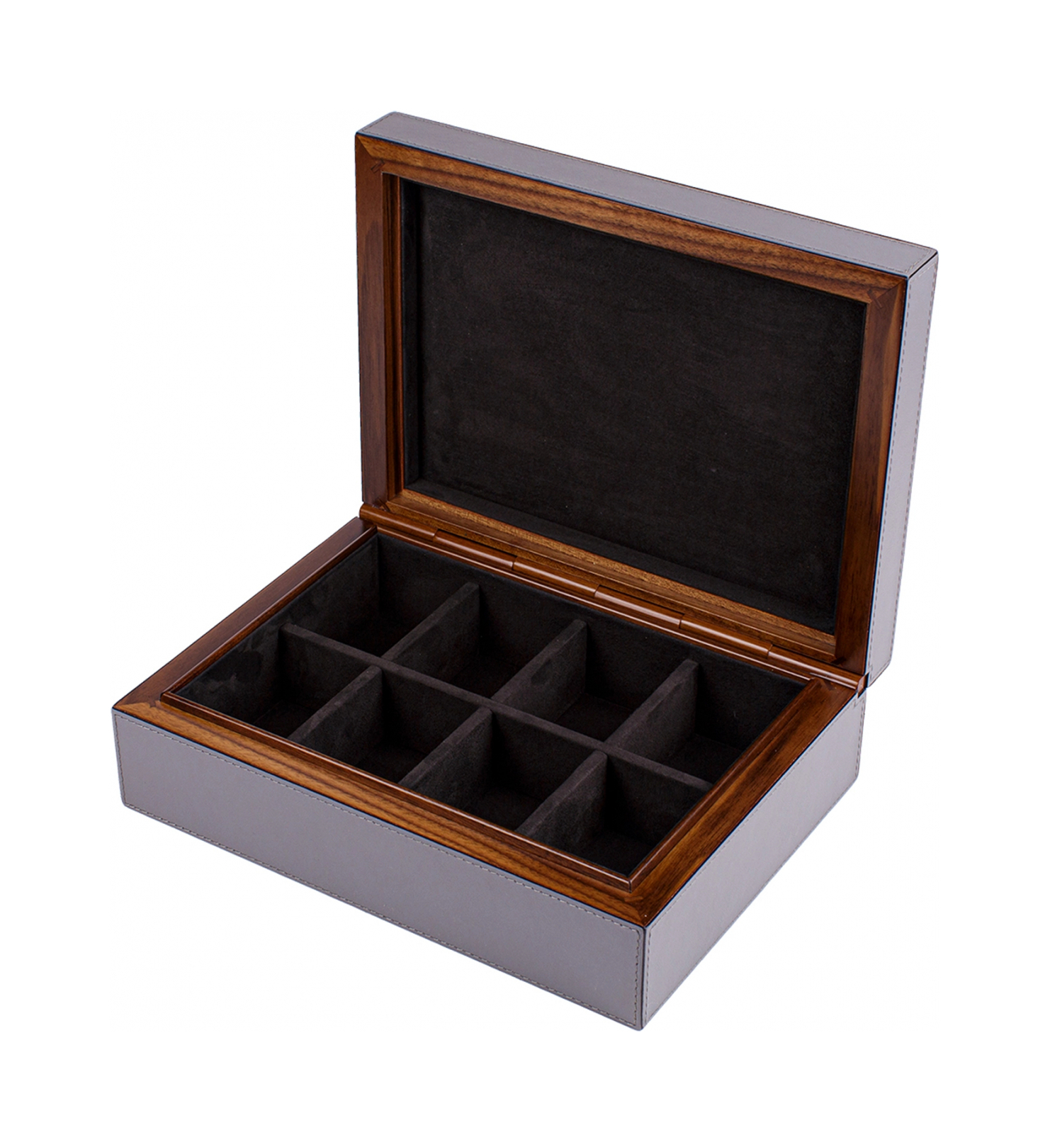 Шкатулка для запонок FRANK кожа серая