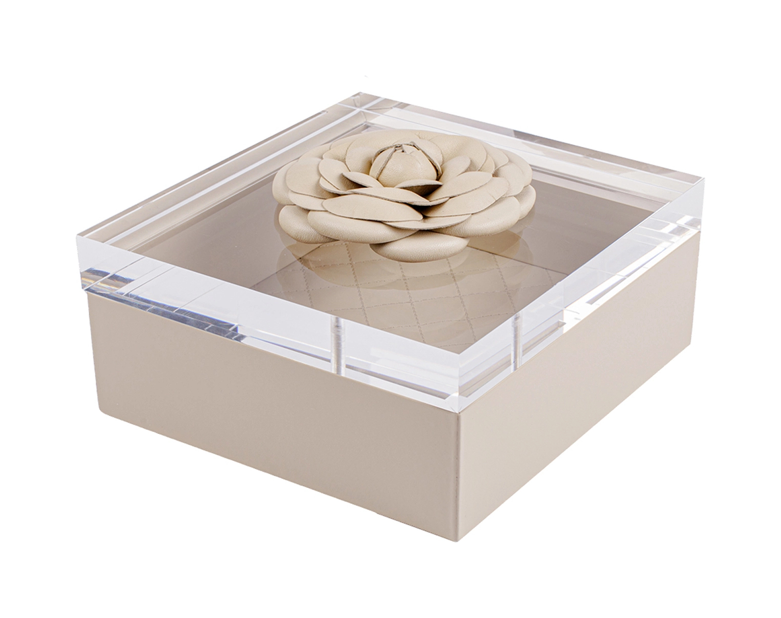 Шкатулка FLEUR DIAMONDS 17 см кожа слоновая кость