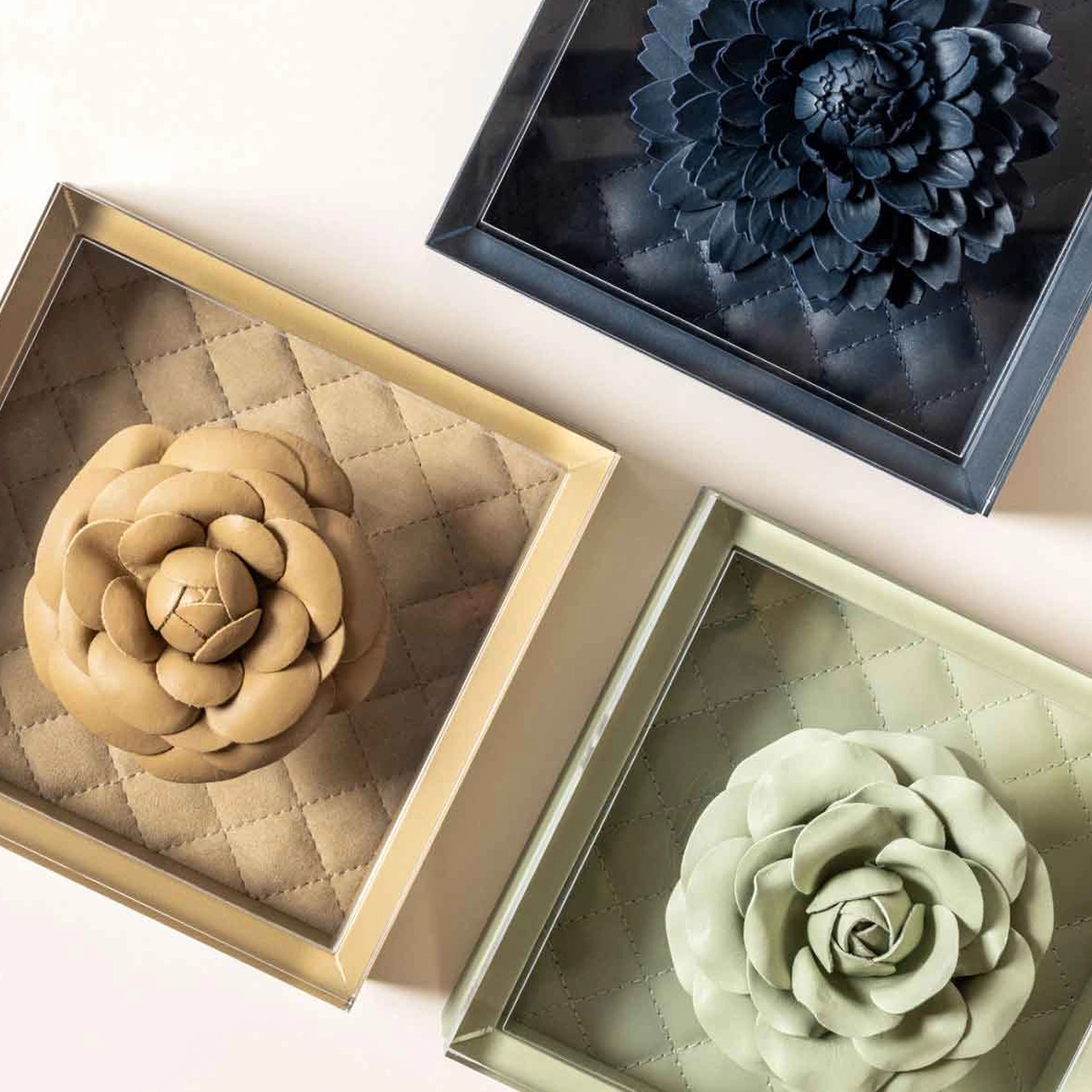 Шкатулка FLEUR DIAMONDS 17 см кожа слоновая кость RIVIERE S4-PT/FLRV06