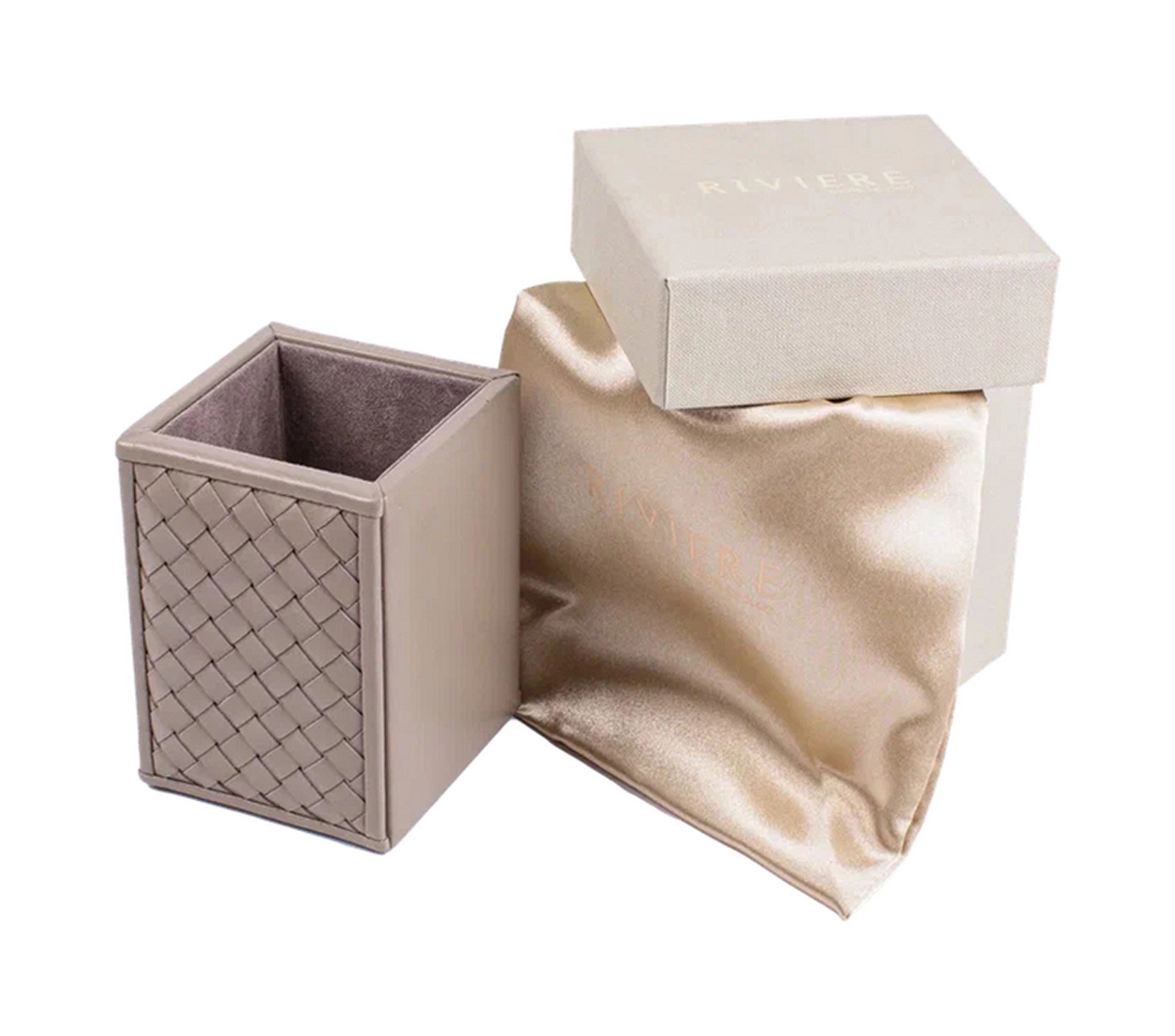 Стакан для ручек CELIO 8.5х10 см кожа серый RIVIERE DS-PC/INTRV18