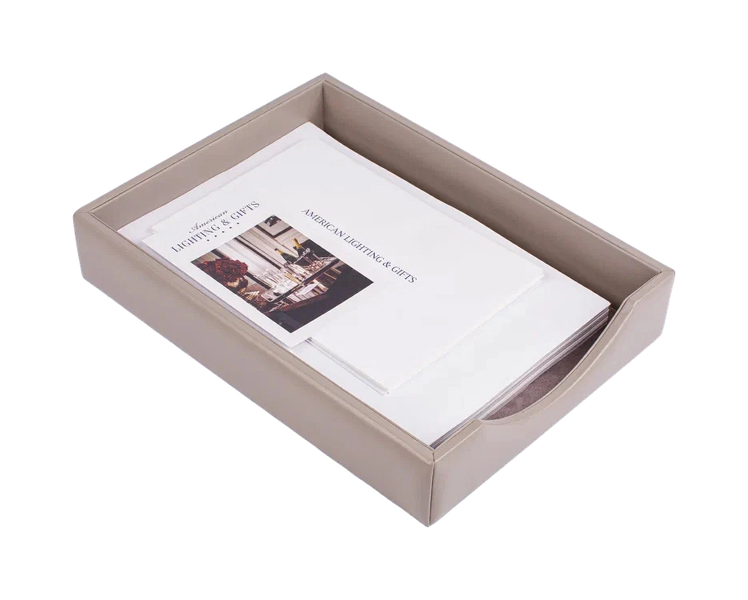 Лоток для бумаг CELIO 32.5x24 см кожа серый RIVIERE DS-PTRV18