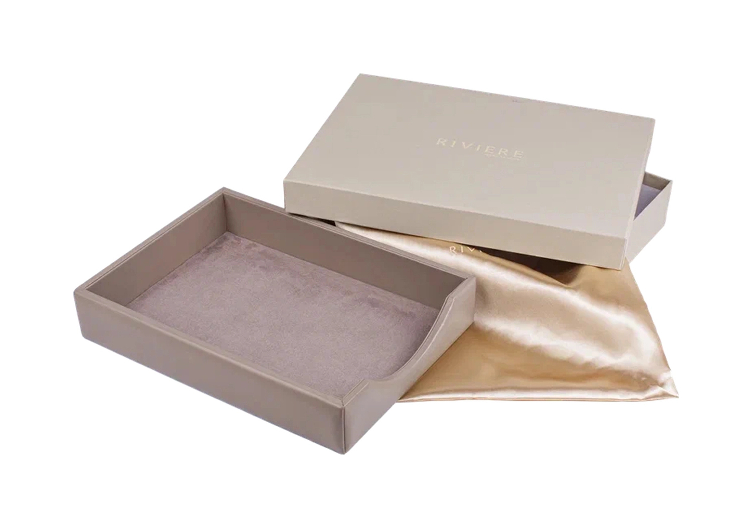 Лоток для бумаг CELIO 32.5x24 см кожа серый RIVIERE DS-PTRV18