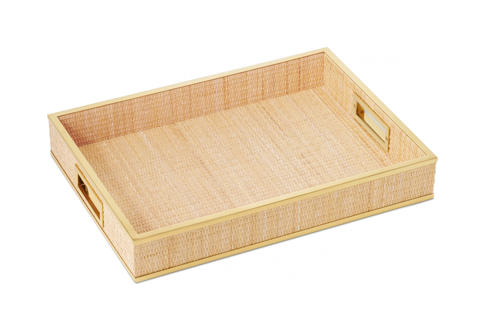 Поднос COLETTE 51х41 см тростник, латунь Aerin 20120073