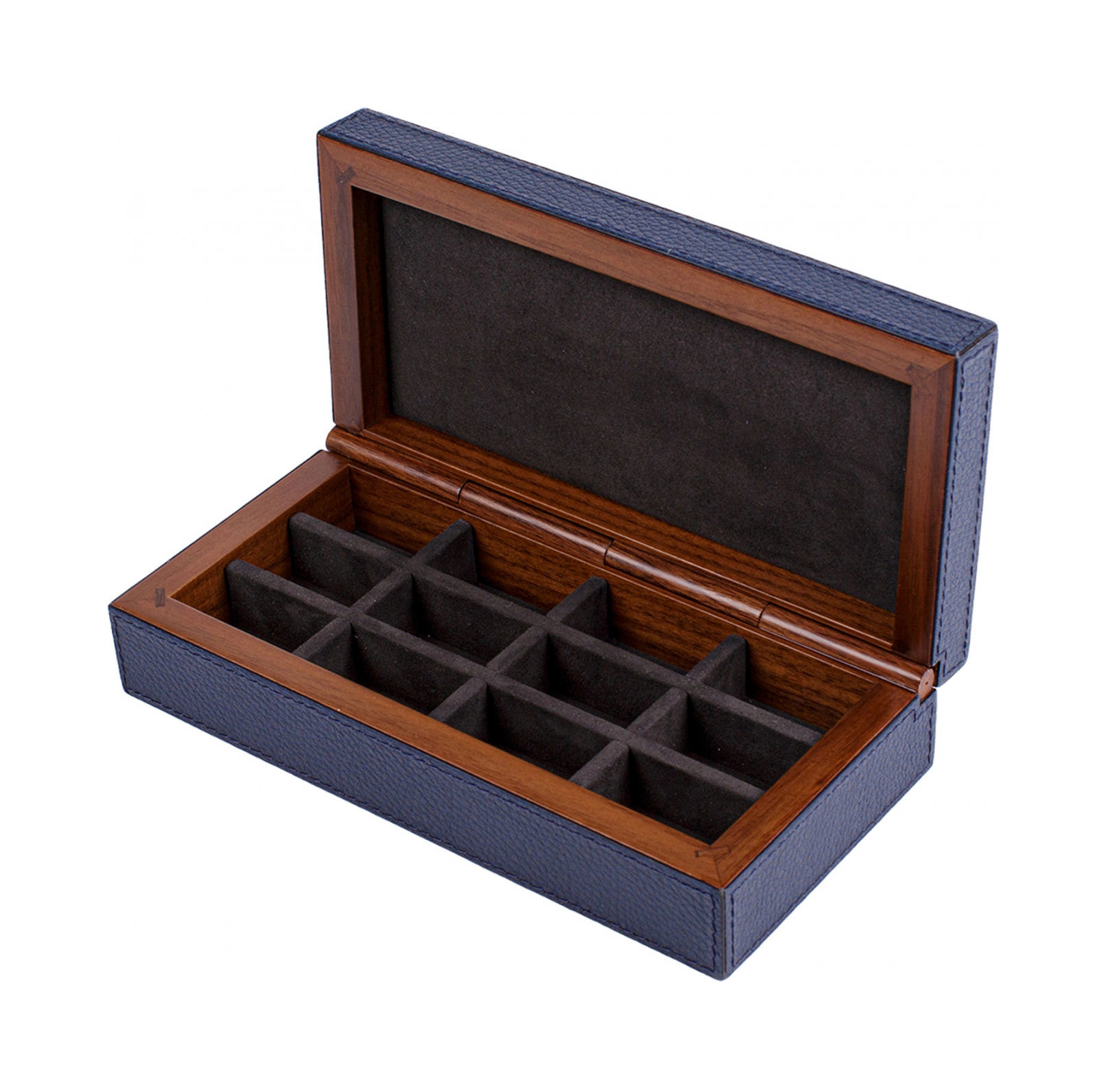 Шкатулка для запонок JEFF кожа темно-синяя