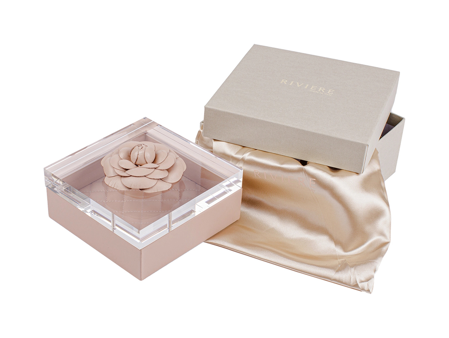 Шкатулка FLEUR DIAMONDS 15 см кожа розовая RIVIERE S1-PT/FLRV187RV187