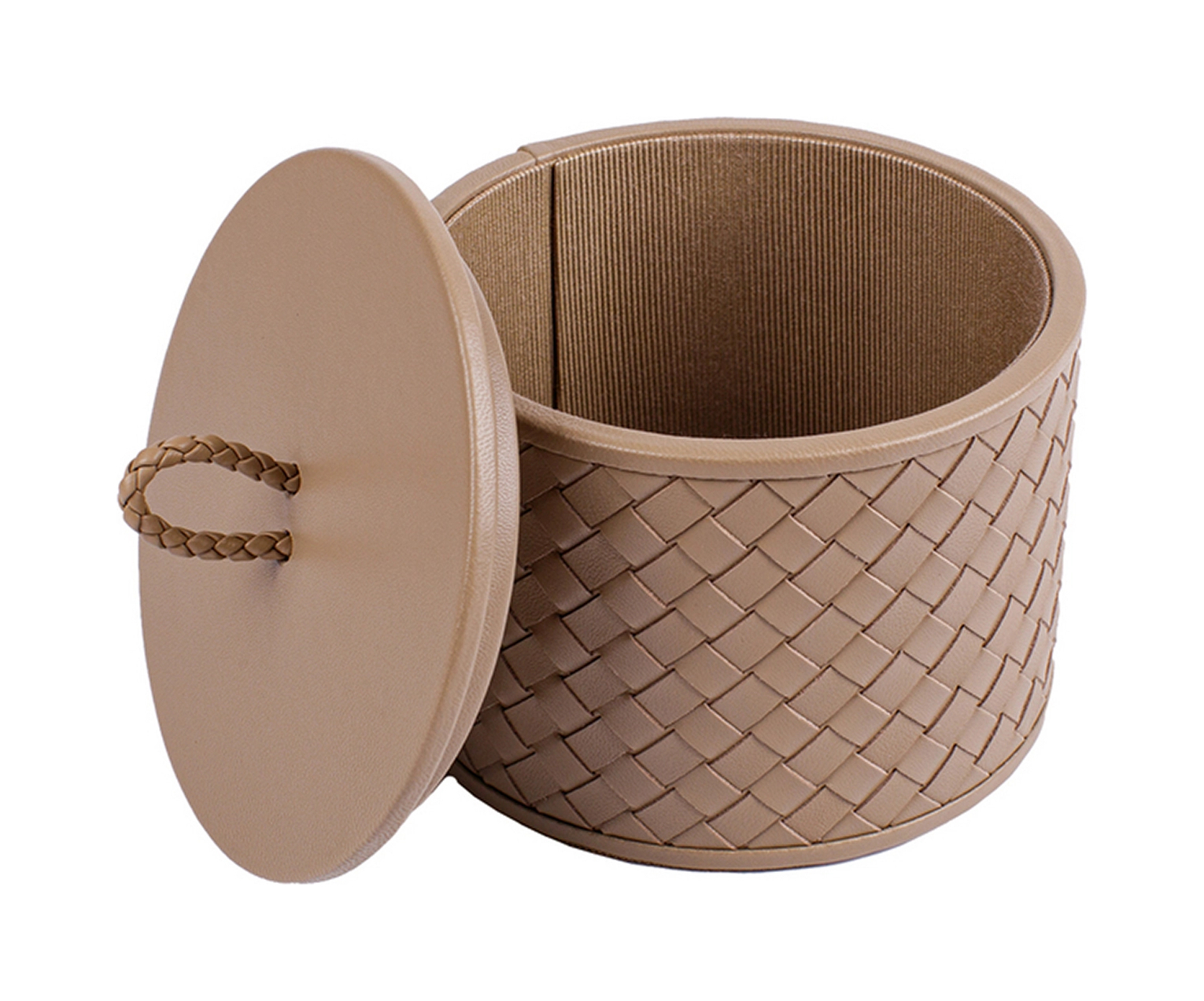 Шкатулка JANA круглая 12 см кожа тауп – 2