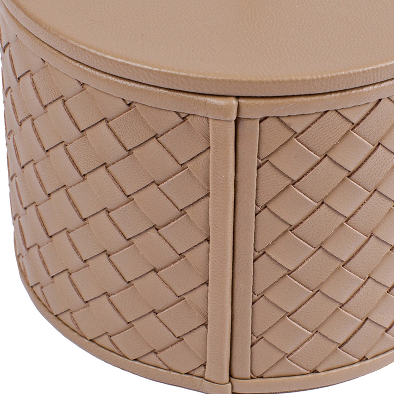 Шкатулка JANA круглая 12 см кожа тауп RIVIERE RBX1-INTRV105
