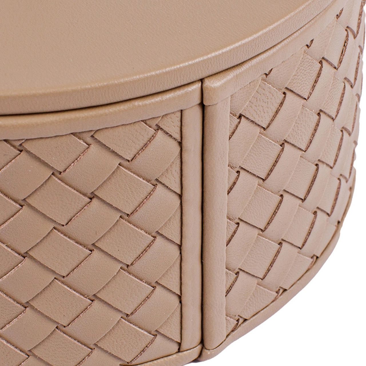 Шкатулка JANA круглая 16 см кожа тауп RIVIERE RBX2-INTRV105