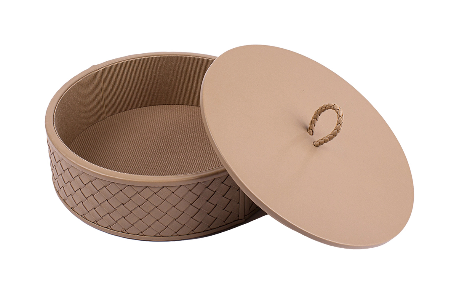 Шкатулка JANA круглая 20 см кожа тауп – 2