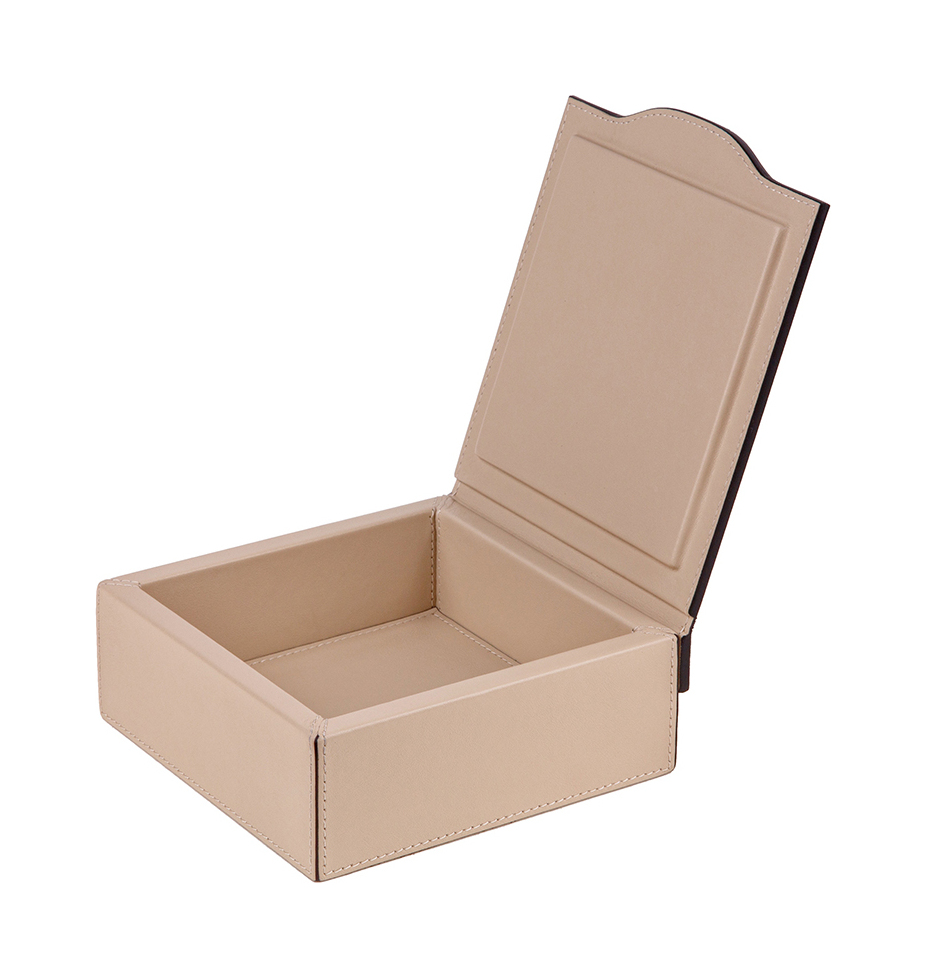 Шкатулка LUNA 17х18.5 см кожа слоновая кость