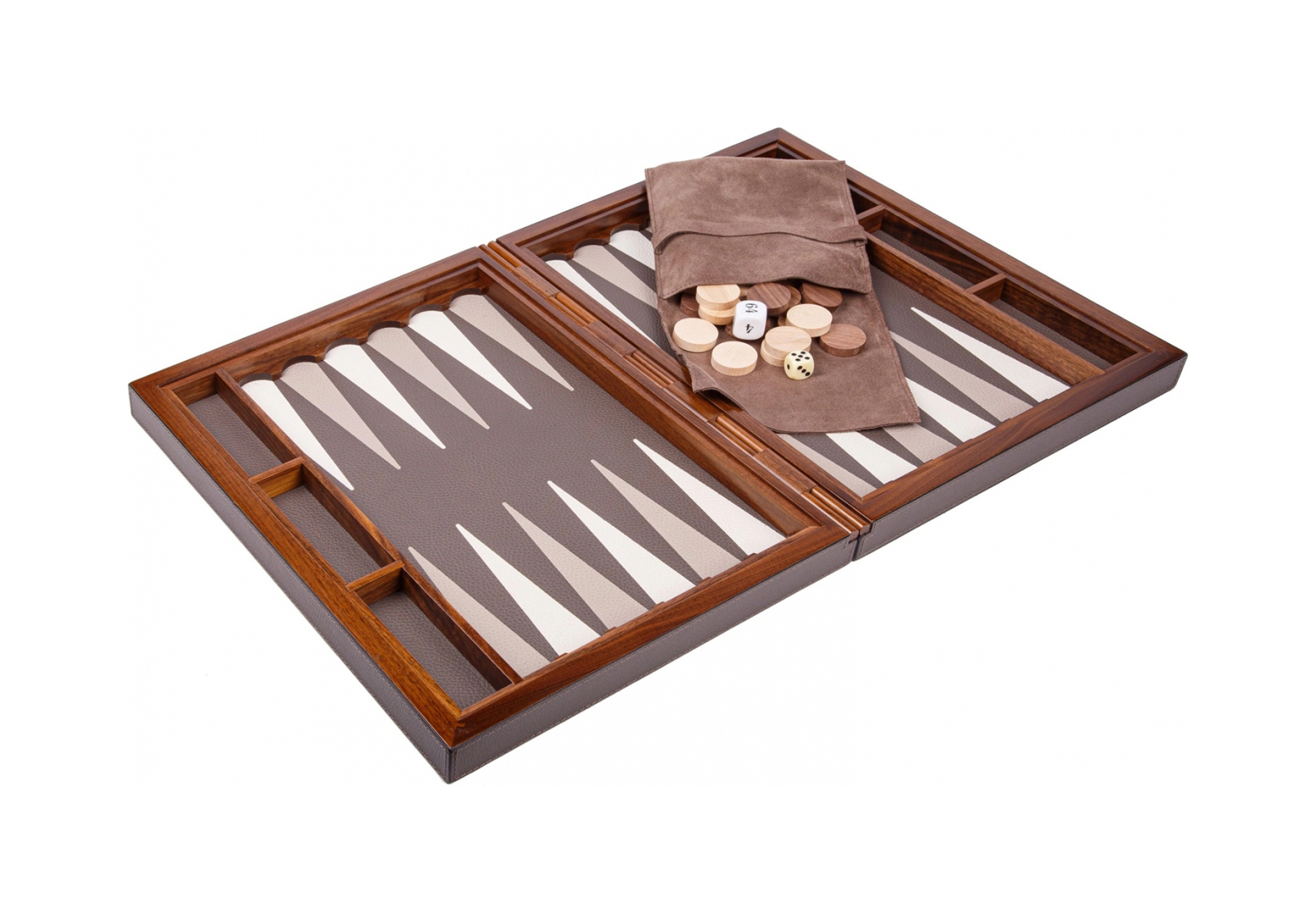 Нарды BACKGAMMON CASE кожа дымчатые