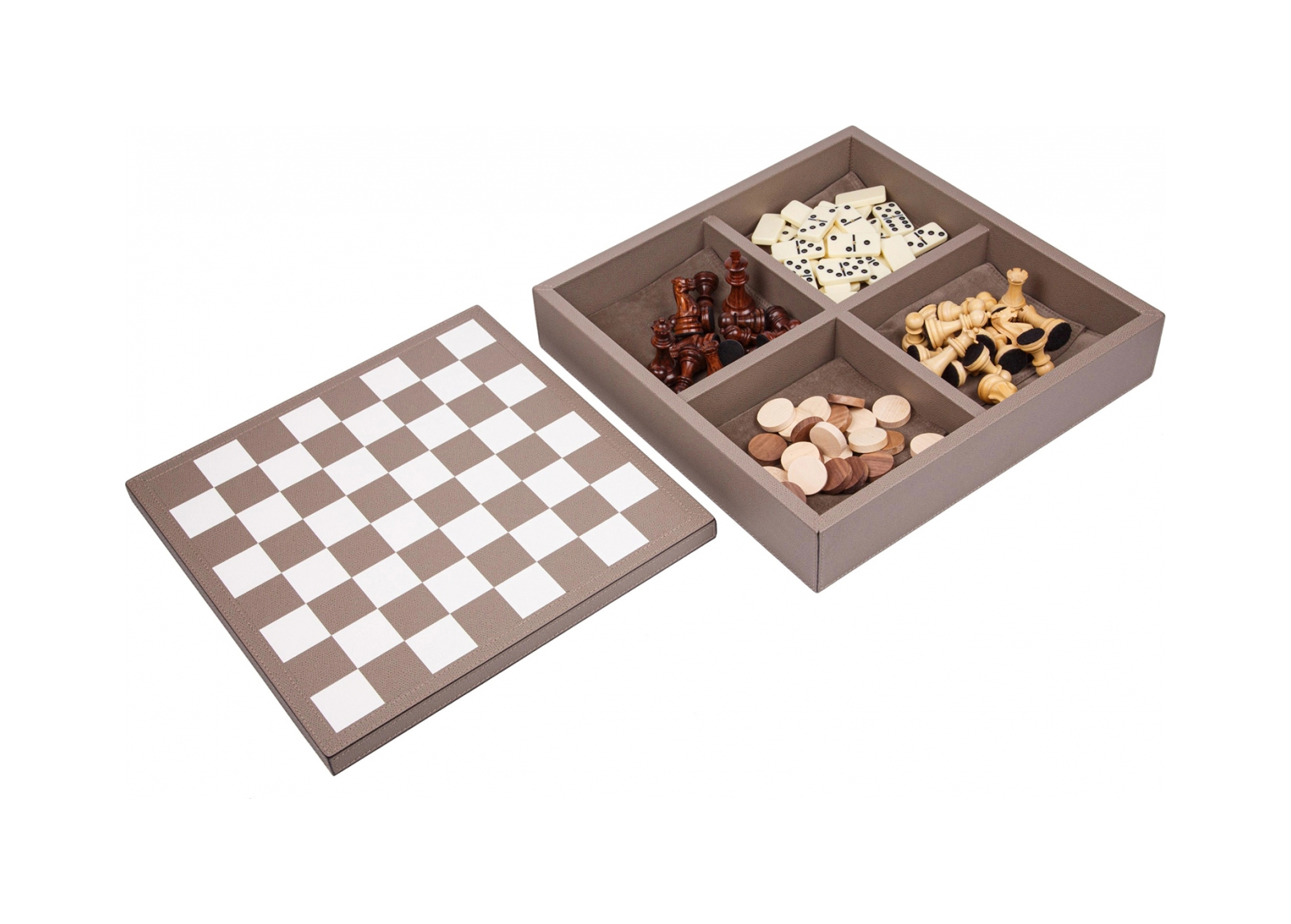 Игровой набор TRIPLE GAME BOX шахматы, шашки, домино коричневый GIOBAGNARA VG060G21ST21