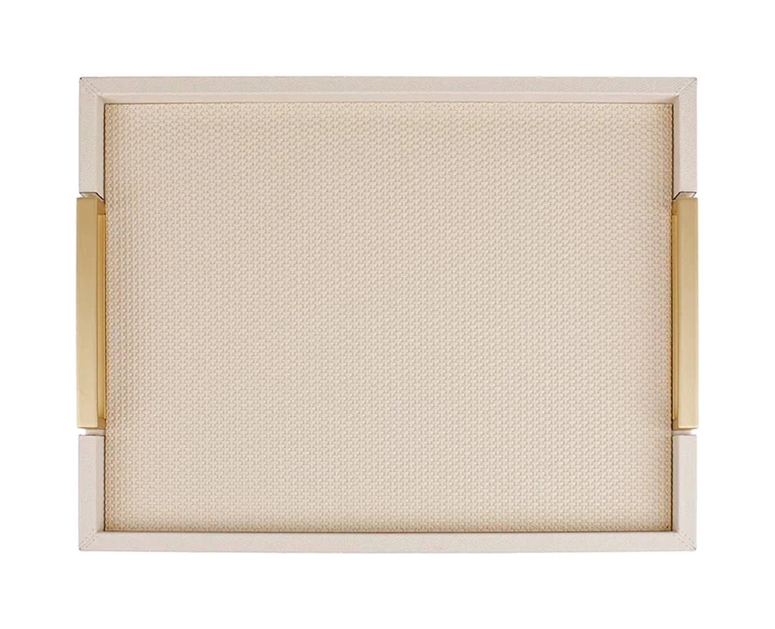 Поднос прямоугольный с ручками VICTOR 44х54 см кожа слоновая кость латунь – 2