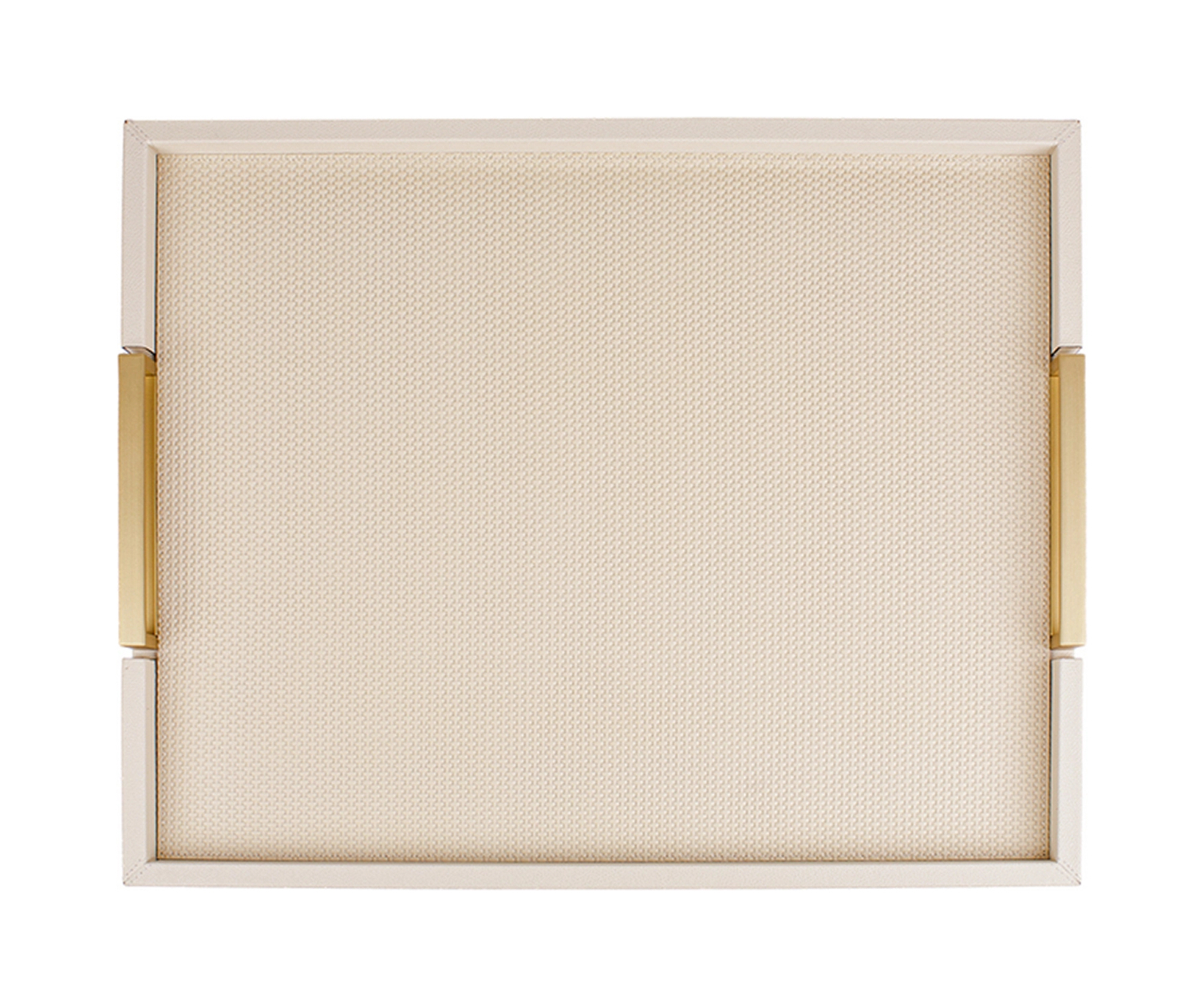 Поднос прямоугольный с ручками VICTOR 34х44 см кожа слоновая кость латунь – 2