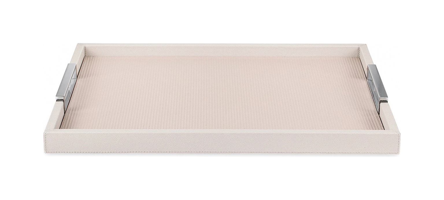 Поднос прямоугольный с ручками VICTOR 44х54 см кожа светло-серый хром GIOBAGNARA TV204X37ST37