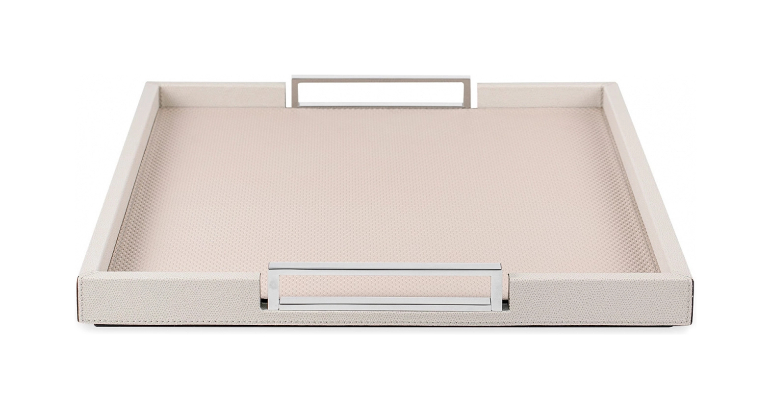 Поднос прямоугольный с ручками VICTOR 44х54 см кожа светло-серый хром GIOBAGNARA TV204X37ST37