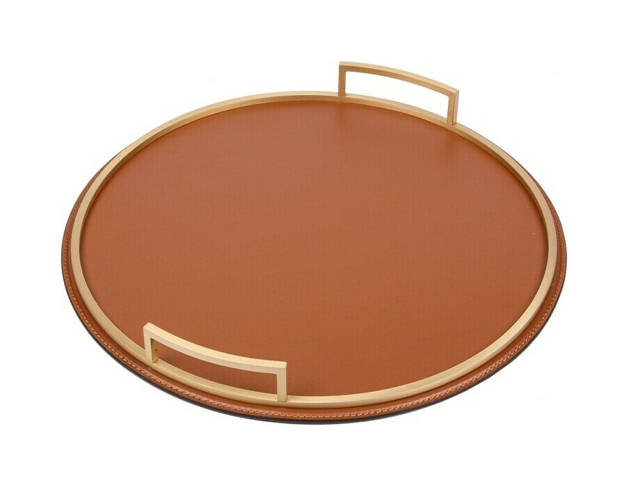 Поднос с ручками DEFILE круглый 36 см сиена