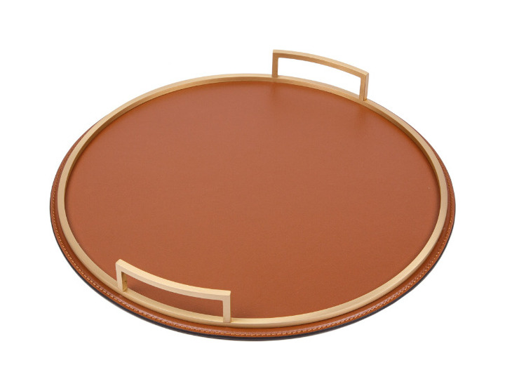 Поднос с ручками DEFILE круглый 26 см сиена
