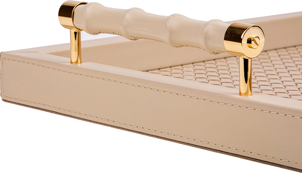 Поднос с ручками LEA 46х31 см кожа, латунь RIVIERE VP-INT/BPGOLDRV06RV06